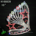 Pentagrama Full Round Pageant Coroas Tiara Tiara Tiara Big Rhinestone